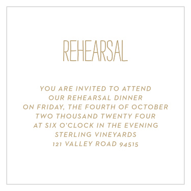 Our Big Type Rehearsal Cards are a perfectly delightful way to let your most important guests know about your rehearsal.