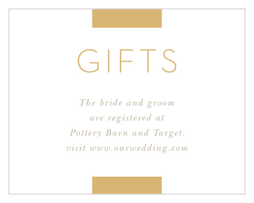 Direct your loved ones to essential things you want on your wedding wish list with our Simply Stated Wedding Registry Cards.