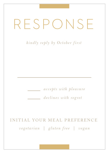 Gather a headcount of who will be attending your wedding ceremony with our Simply Stated Wedding Response Cards. 