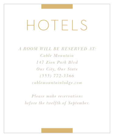 Be sure your loved ones are comfortable in the upcoming days to your wedding with our Simply Stated Wedding Accommodation Cards.