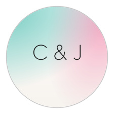 Deep aqua and hollywood pink softly melt together in the background of our Polarized Allure Wedding Stickers. 