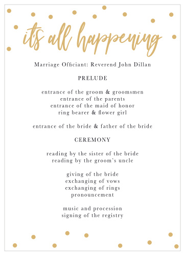 Golden Excitement Wedding Menus by Basic Invite