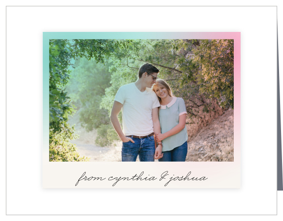 Tastefully pair the vintage polaroid with modern minimalism for our Polarized Allure Wedding Thank You Cards.