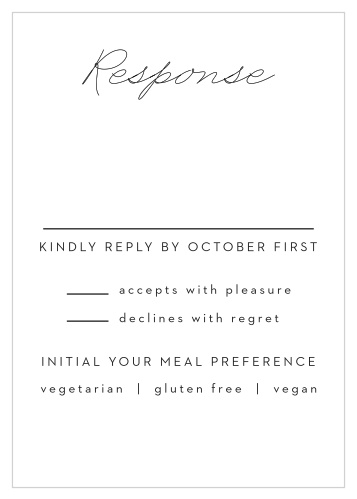 Our Polarized Allure Response Cards are the modern and minimalistic complement to the rest of your wedding suite.