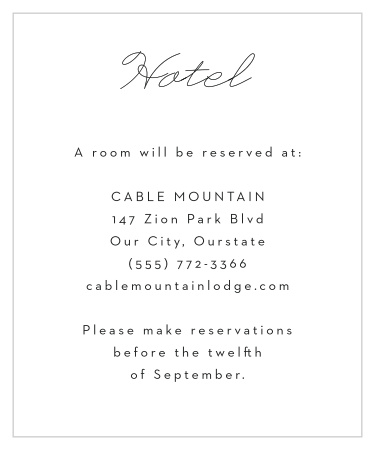 Our Polarized Allure Accommodation Cards are the modern and minimalistic complement to the rest of your wedding suite.