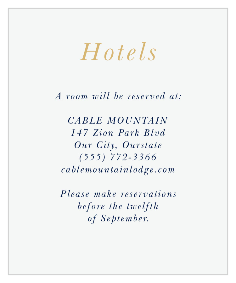 Strong Steel Wedding Accommodation Cards