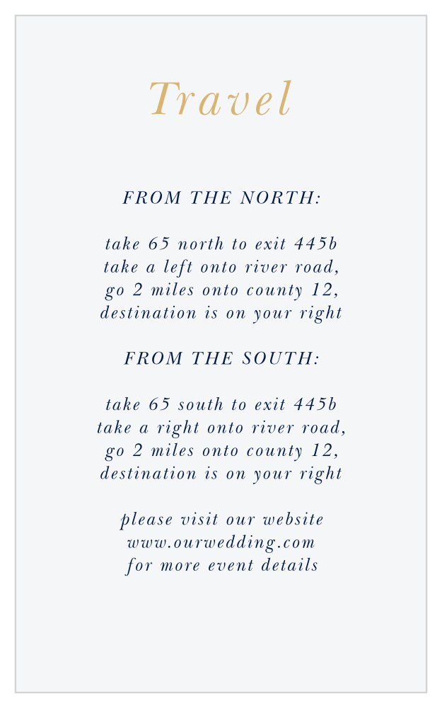 Strong Steel Wedding Direction Cards