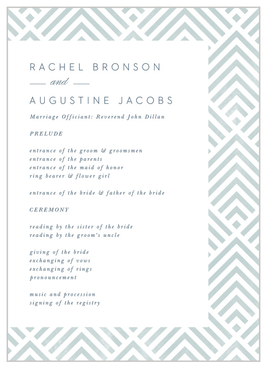 Keep family and friends up-to-date throughout your ceremony with our Elegantly Modern Wedding Programs.