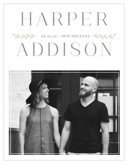 You'll love the romantic simplicity of our Leafy Accent Save-the-Date Cards!