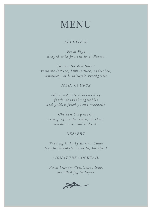 Lay out your wedding feast details with our Entwined Blocks Wedding Menus.