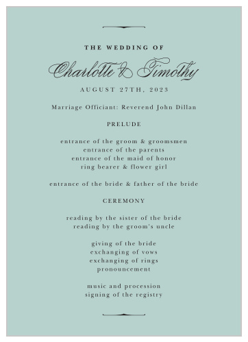 Keep your guests informed of the events of the day, with our Vintage Elegance Wedding Programs!