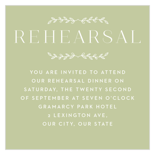 A beautiful, earthy green color serves as the background of our Leafy Accents Rehearsal Cards!