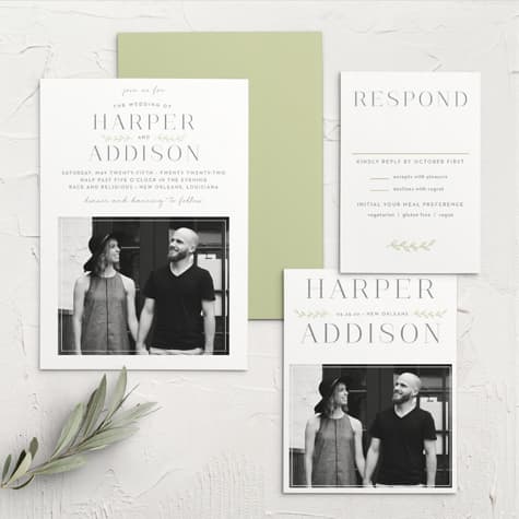 Leafy Accents Wedding Invitations
