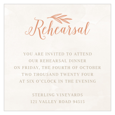 You'll love the beautiful pink leaf decorations on our Hexagon Botanicals Rehearsal Cards!