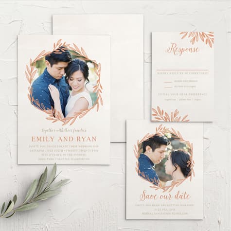 Hexagon Botanicals Wedding Invitations