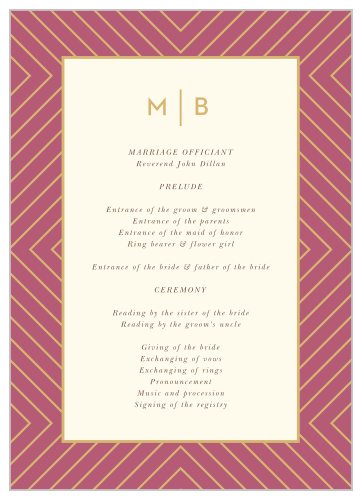 Keep family and friends up-to-date throughout your ceremony with our Geometric Perfection Wedding Programs.
