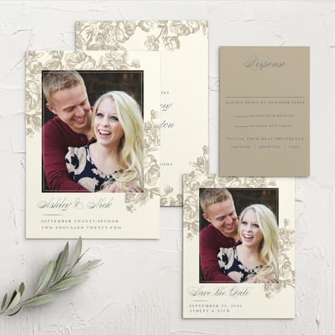 Sketched Botanicals Wedding Invitations