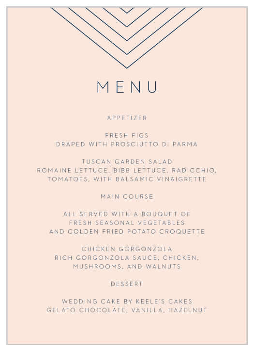 Our Mod Snaps Wedding Menus are perfect for informing your guests what you'll be serving.