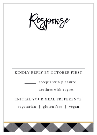 Our Warm Woods Response Cards are a perfectly playful way for you and your potential guests to communicate. 