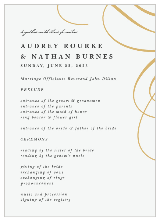 Guide family and friends through your ceremony with our Old World Swirls Wedding Programs.