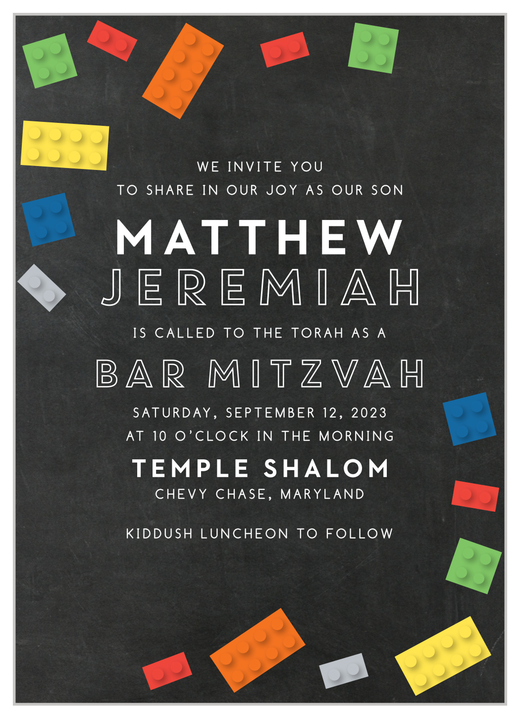 Building Blocks Bar Mitzvah Invitations