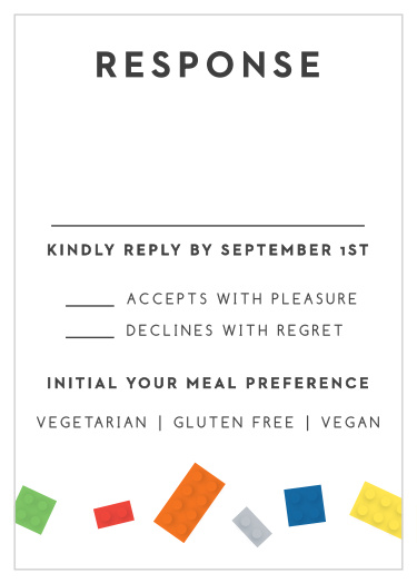 Give guests a simple way to respond to your Mitzvah invitation by sending out our alluring Building Blocks Response Cards.