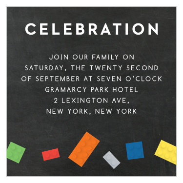With our Building Blocks Bar Mitzvah Reception Cards, your Mitzvah reception will stand out unforgettably.