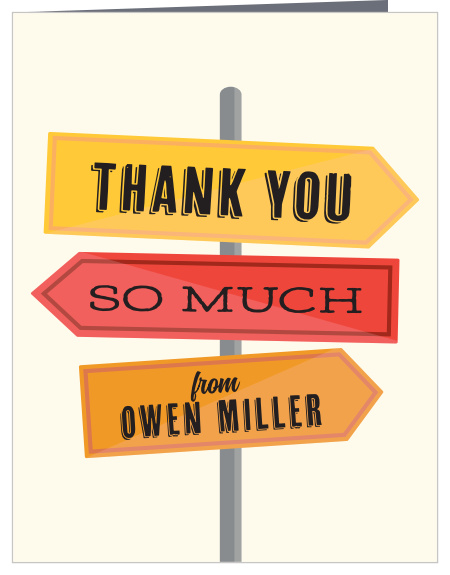 Show your appreciation to your friends and family that came to support your child on their big day with our Next Stop Graduation Thank You Card.