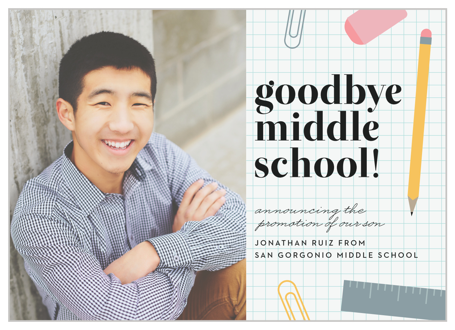 Bye Middle School Graduation Announcements