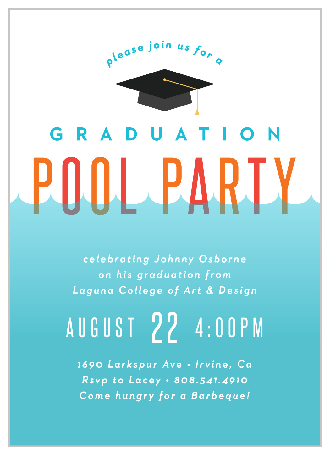 Pool Dive Graduation Invitations