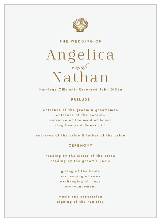 Create the perfect experience with our Tiny Seashell Wedding Programs. 