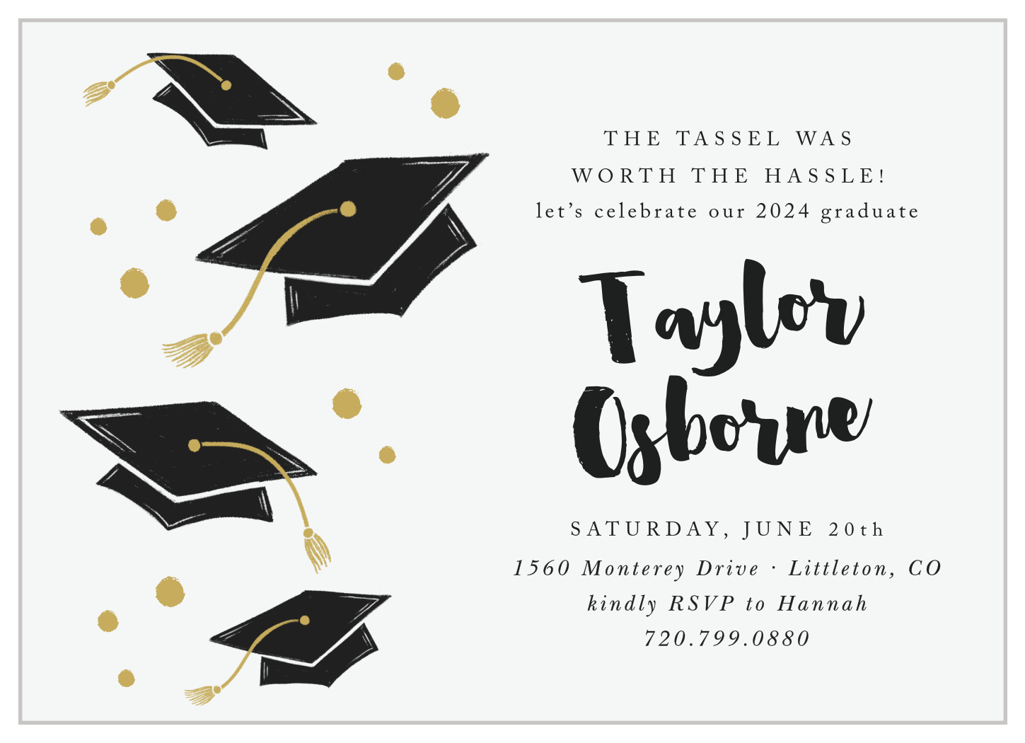 Golden Tassel Graduation Invitations