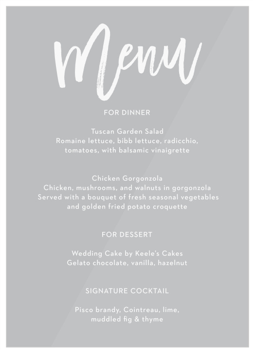 Our bold Marker Script Clear Wedding Menus are a perfect mix of simplicity and elegance.