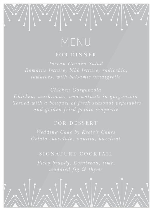 Our Deco Classic Clear Menus are classically elegant.