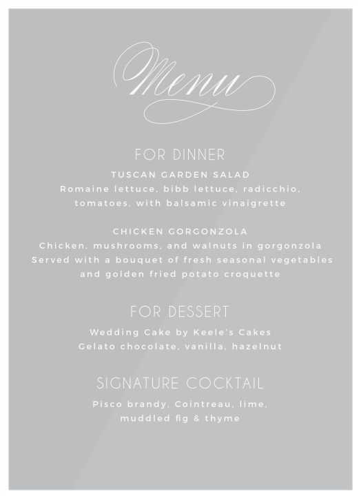 Our stunning Deco Typography Clear Menus offer an unforgettable blend of modern minimalism and classic elegance.