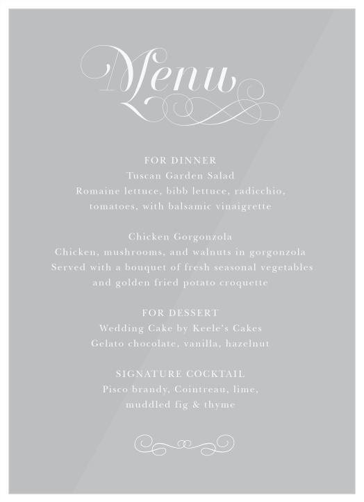 The classy look of our Chic Elegance Clear Wedding Menus on each of your tables are sure to catch the attention of all your guests.