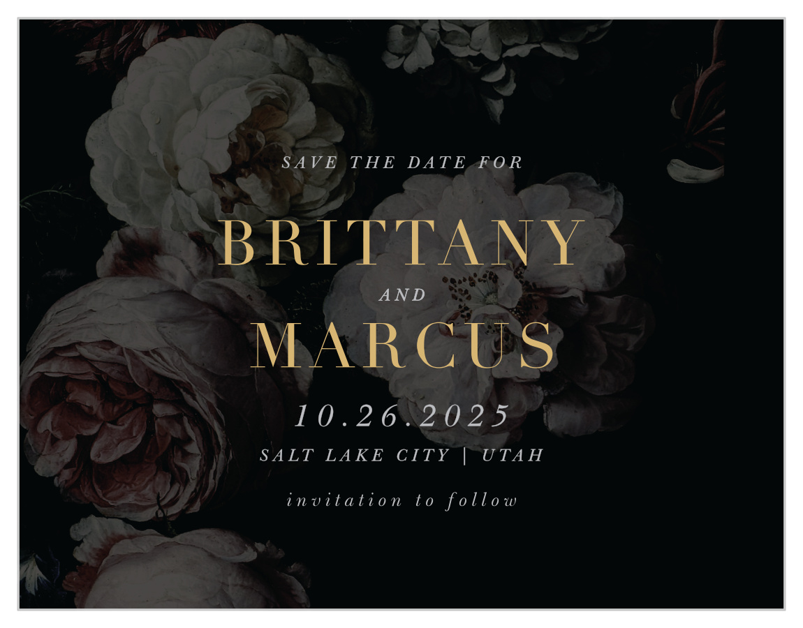 Moody Florals Save the Date Cards