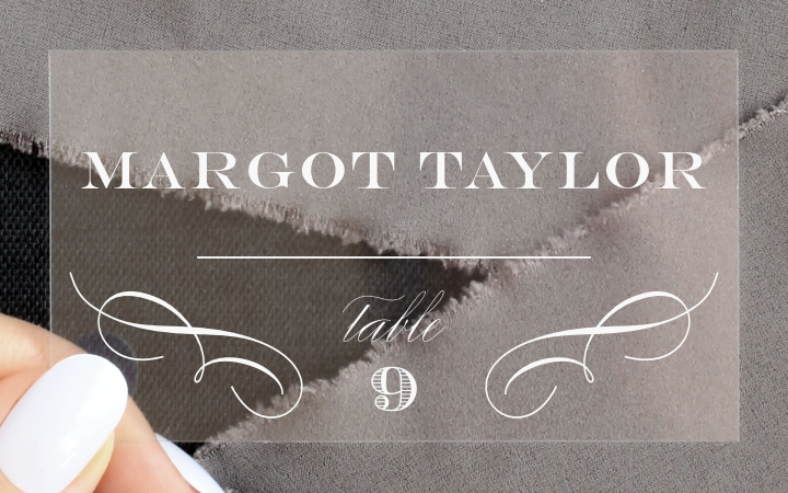 Scrolled Frame Clear Place Cards