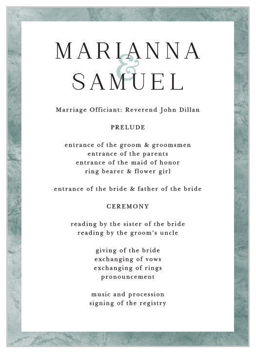 Perfect your ceremony's every detail with our Formal Ticket Wedding Programs. 