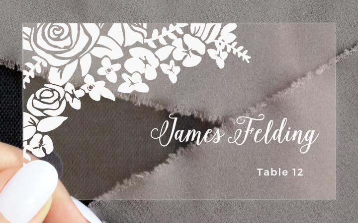 Botanical Corners Clear Place Cards