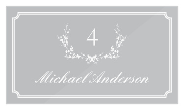 A clear background guarantees that every guests' name stands out in bright-white calligraphy on our Framed Wreath Clear Place Cards.