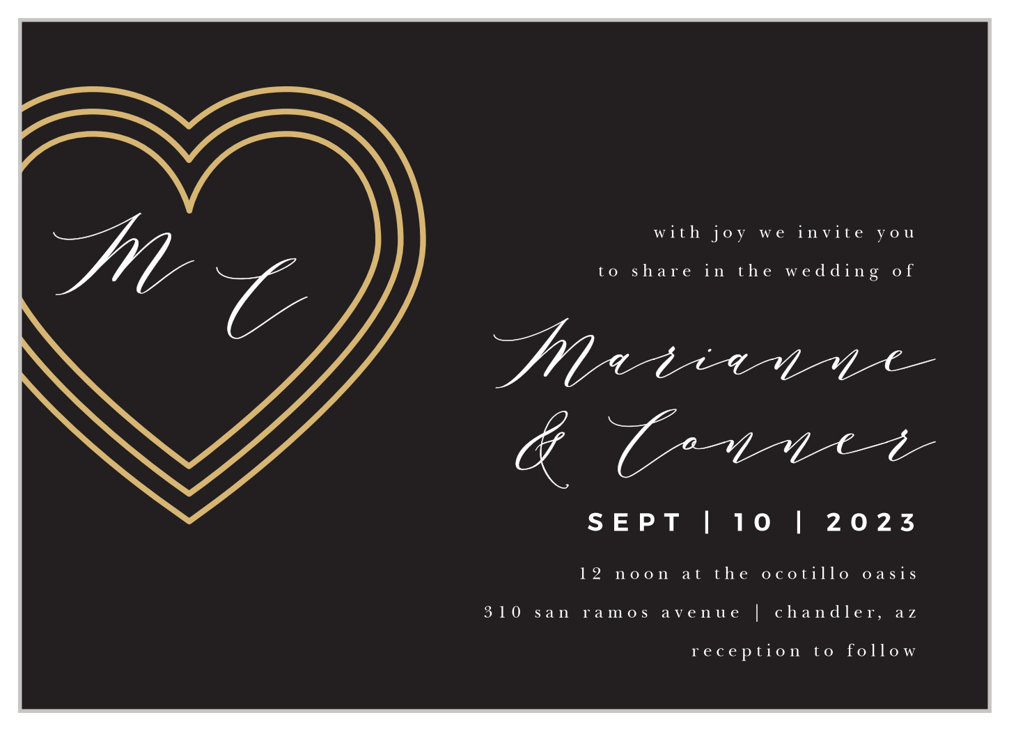 Modern Triple Hearts Wedding Invitations