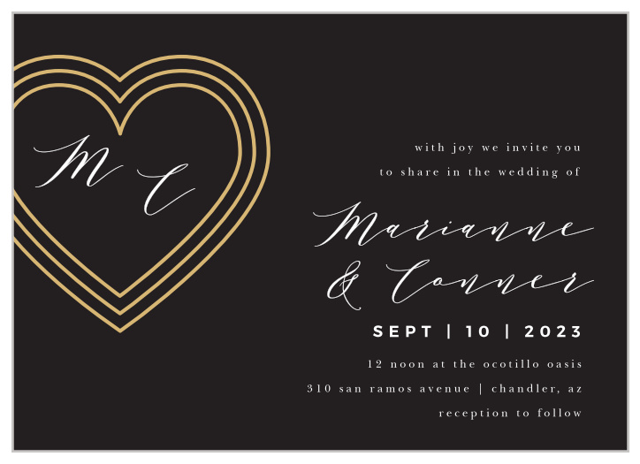 Surround yourself with family and friends on your big day when you send out our Modern Triple Hearts Wedding Invitations.