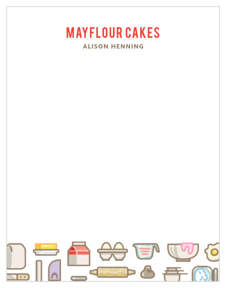 Add the perfect touch to your handwritten notes to clients with our Cake Decorator Business Stationery.