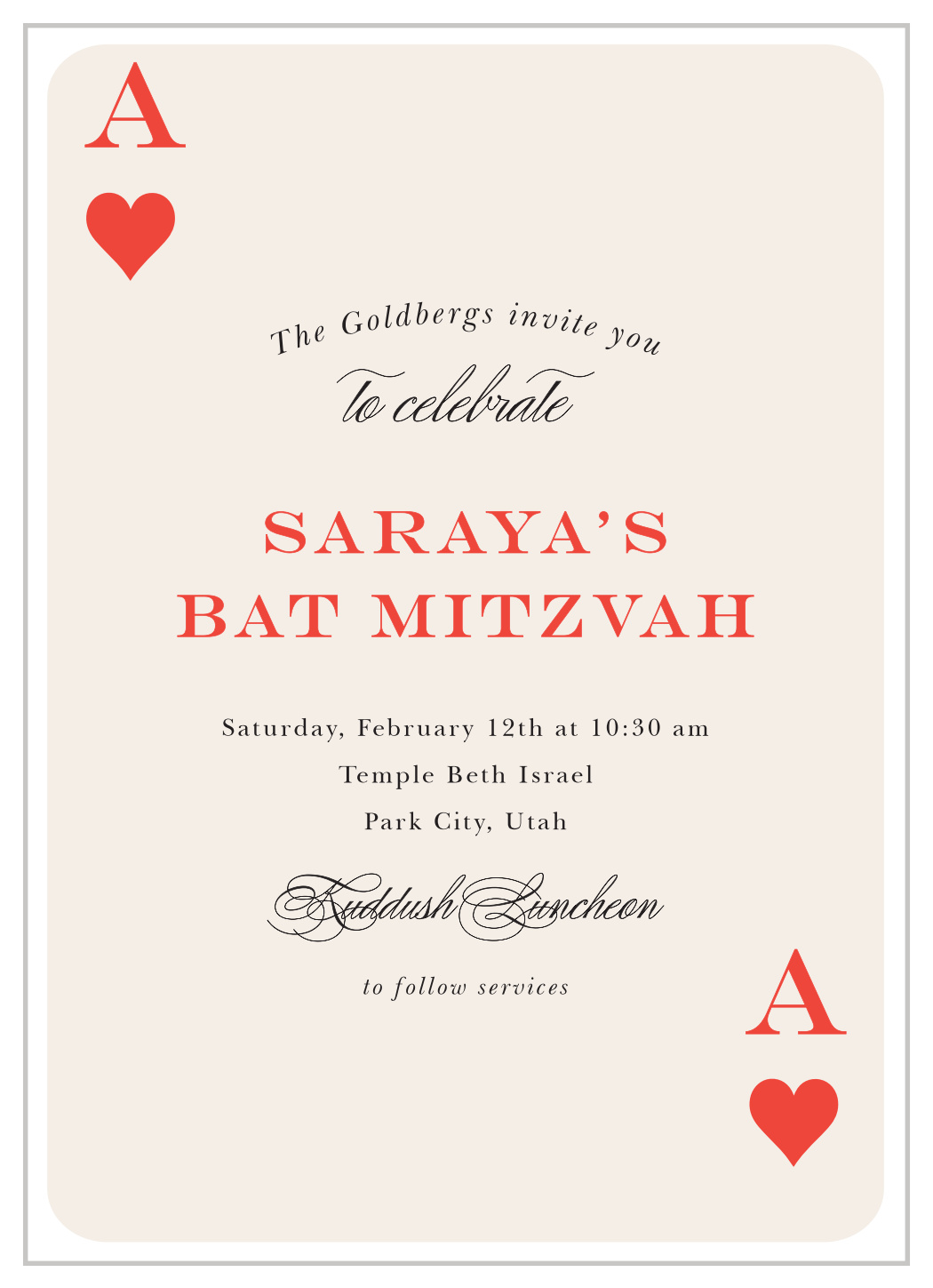Magician Cards Bat Mitzvah Invitations
