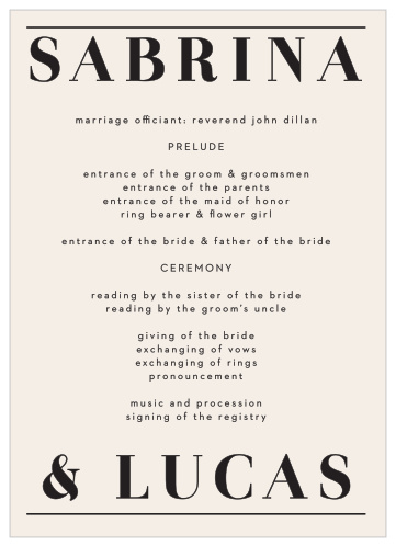 Keep family and friends up-to-date throughout the ceremony with our Cutest Couple Wedding Programs.