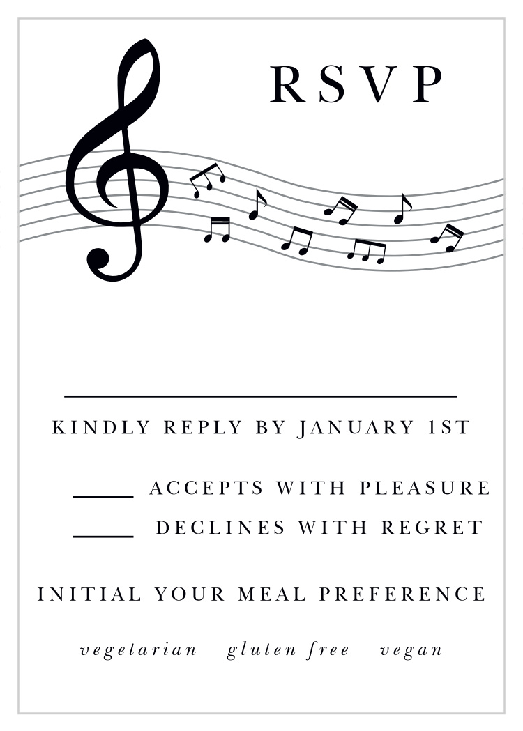 Musical Notes Bar Mitzvah Response Cards