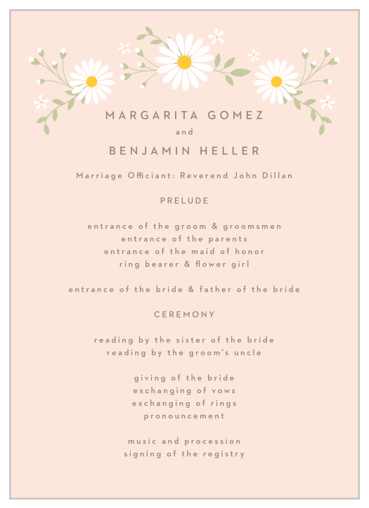 Keep family and friends up-to-date throughout your ceremony with our Summer Daisy Wedding Programs.