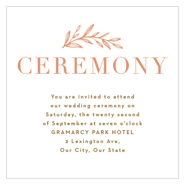 Bring close friends and family together to witness your union when you send out our Ornate Corners Ceremony Cards.