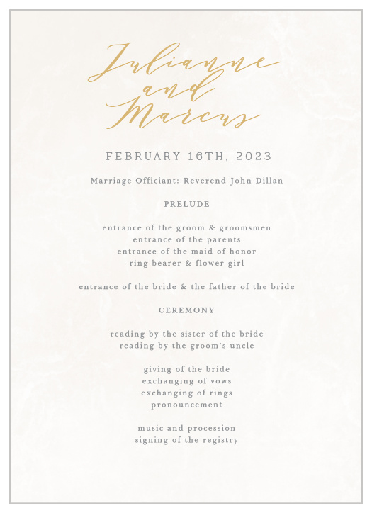 Walk family and friends through your ceremony with our Pure Simple Lines Wedding Programs.